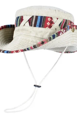 2026 Summer Bucket Hat With Wind Rope Women Man Vintage Beach Sun Fishing Hats Outdoor Hiking Bob Panama Summer Fisherman Caps