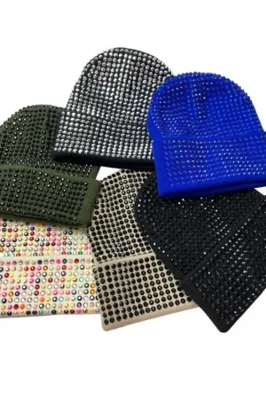 2025 Fashion Street Trend Brand Hip-hop Cap Casual Cap Autumn and Winter Rhinestone Knitted Cap Warm Cold Wool Hat Beanies Hat