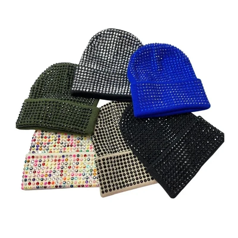 2025 Fashion Street Trend Brand Hip-hop Cap Casual Cap Autumn and Winter Rhinestone Knitted Cap Warm Cold Wool Hat Beanies Hat