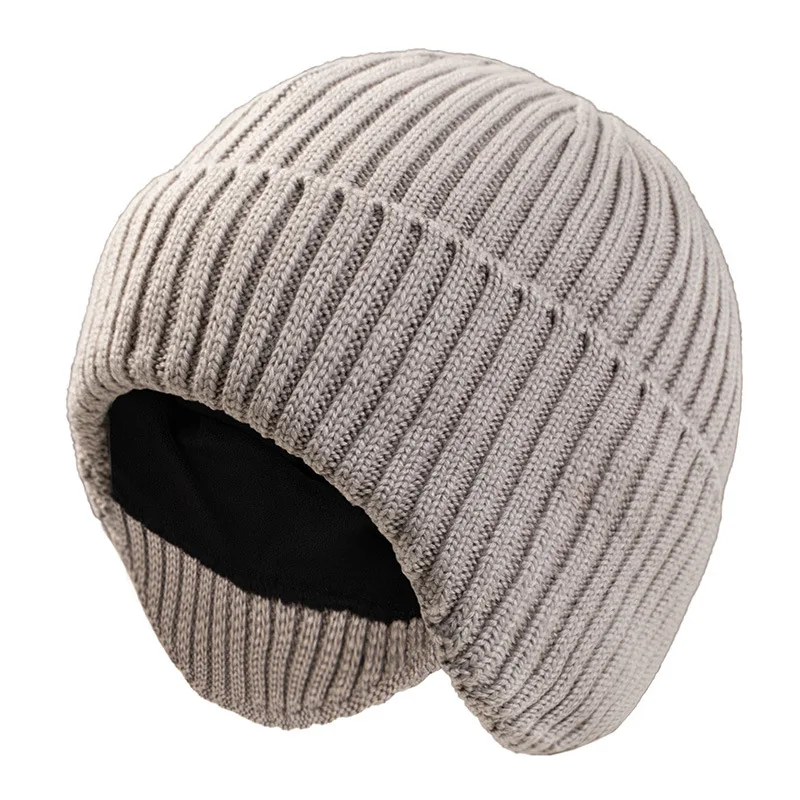 Big Head Men Women Winter Running Cycling Hat with Ear Flaps Snow Thermal Warm Knit Skull Cap Dad Oversize Fleece Wool Beanies