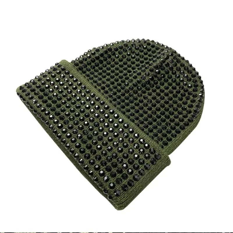 2025 Fashion Street Trend Brand Hip-hop Cap Casual Cap Autumn and Winter Rhinestone Knitted Cap Warm Cold Wool Hat Beanies Hat - Image 2